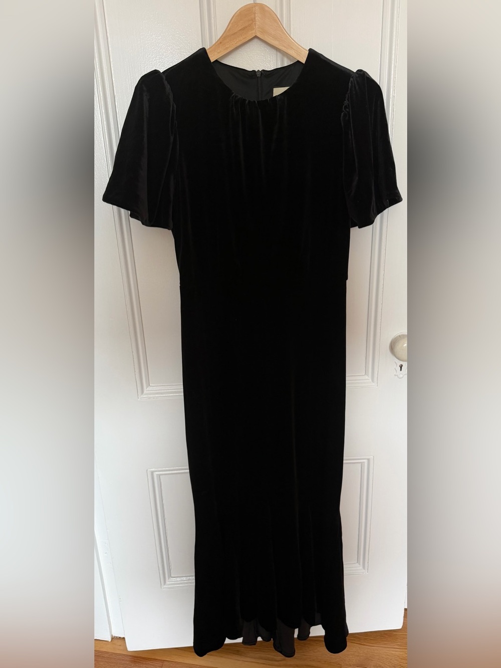 Tuckernuck Black Velvet Zip Back Dress with Jeweled Black Velvet Belt